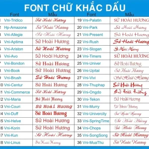 font chữ khắc dấu - Tiến Thành Shop