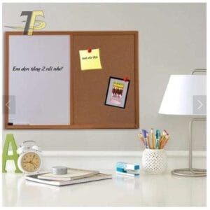Bảng combo Ghim Lie - Melamine trắng khung gỗ