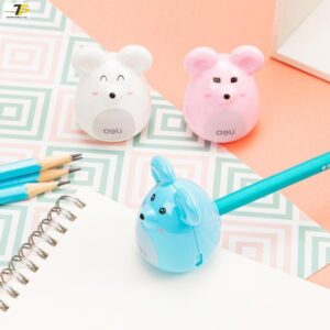 Gọt chì mini Deli 569 - Hình chú chuột - Trắng/Xanh dương/Hồng - Ảnh 6