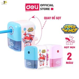 Gọt chì quay tay Deli - hình nhân vật Super Wings - Xanh/Hồng - 1 chiếc - ER10409