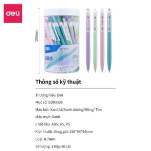 Hộp 12 Cây Bút Bi Dầu Đầu Bấm Deli Q27 / Q3336