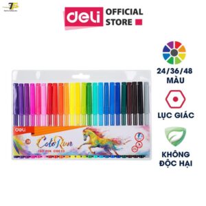 Bút màu nước 1.0mm Deli, 12 màu/18 màu/24 màu/hộp - EC10003/EC10013/EC10023