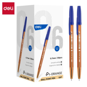 6 cây Bút bi Deli P1 Orange Q6T ngòi 0.7mm - viết cực mượt