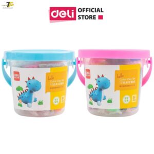Đất nặn nhiều màu Deli - Chất liệu an toàn - có khuôn kèm - 12 - 01 hộp nhựa có quai xách - 7022
