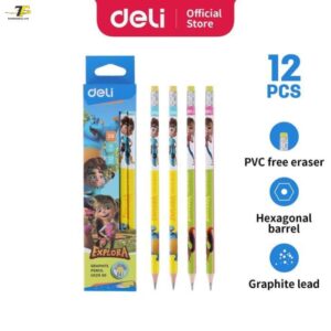 3 cây Bút chì gỗ có tẩy 2B - Deli EU52900