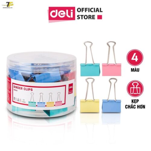 Kẹp bướm màu Deli E8551A - 51mm / E8552A - 41mm / E8553A - 32mm / E8554A - 25mm / E8555A - 19mm / E8556A - 15mm