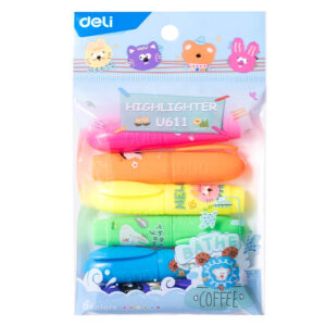 Túi bút 6 màu dạ quang Deli U611, Bút Hight Light Deli U611