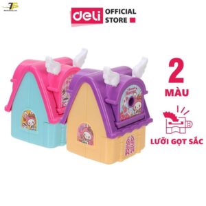 Gọt chì quay tay hình ngôi nhà Deli - Xanh dương/Vàng - 1 chiếc - 731
