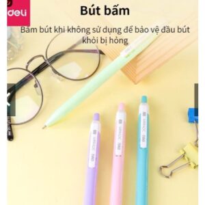 Hộp 12 Cây Bút Bi Dầu Đầu Bấm Deli Q27 / Q3336 - Ảnh 3