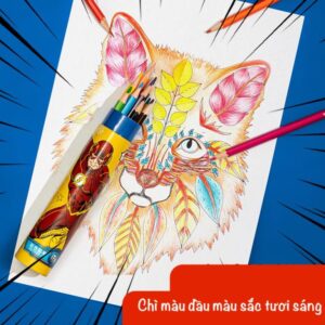 Bút chì màu dạng dầu Deli HE2000 (E2000) - Màu sắc tươi sáng, dễ vẽ  - Hình siêu nhân
