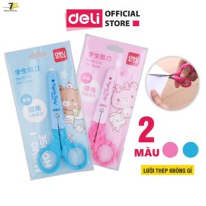 Kéo thủ công học sinh Deli 6022, Xanh/Hồng