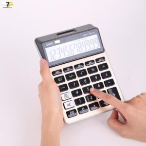 Máy tính 12 số Deli - phím phủ acrylic - pin mặt trời - 1 chiếc - EM00951 - Ảnh 6