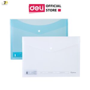 Túi hồ sơ A4 Deli - Xanh/Trong suốt - 1 chiếc - 72523