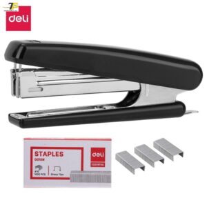 Dập ghim (Bấm kim) 15 trang Deli 0251, kèm hộp ghim - Deli E0251