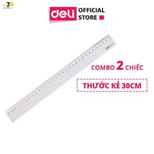 Thước kẻ cứng 30cm Deli 6230, trong suốt - Deli E6230