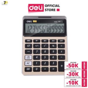 Máy tính 12 số Deli - phím phủ acrylic - pin mặt trời - 1 chiếc - EM00951 - Ảnh 9