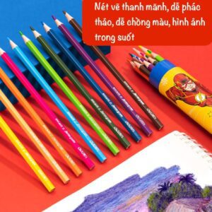 Bút chì màu dạng dầu Deli HE2000 (E2000) - Màu sắc tươi sáng, dễ vẽ  - Hình siêu nhân - Ảnh 4