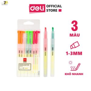 Bút nhớ dòng, bút highlight 2 đầu - Deli EU35304