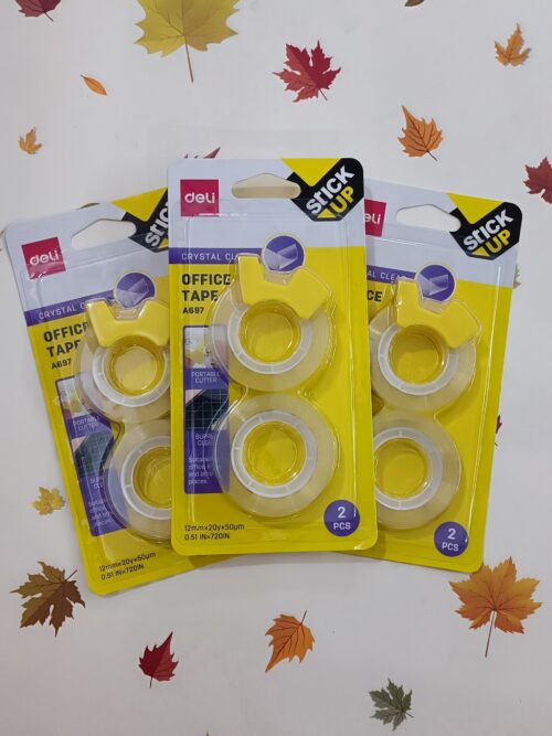 băng keo văn phòng Deli kèm dụng cụ cắt băng keo nhở gọn Deli A696 – Deli A697