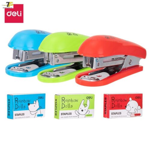 Dập ghim / Bấm Kim mini #10 Deli, Đính kèm 1000 chiếc ghim 12 trang, Xanh, đỏ, xanh lá – 1 cái E0253