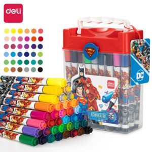 Bút màu nước hộp nhựa quai xách Deli họa tiết siêu nhân - 12 màu/24 màu/36 màu - HE100