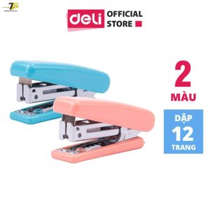 Dập ghim mini số 10 Deli, 12 trang, Xanh, Hồng - 1 cái E0222