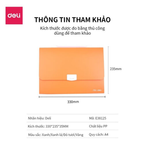 Cặp tài liệu 6 ngăn cao cấp có khóa bấm Deli 38125 (E38125)