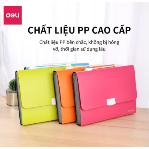 Cặp tài liệu 6 ngăn cao cấp có khóa bấm Deli 38125 (E38125)