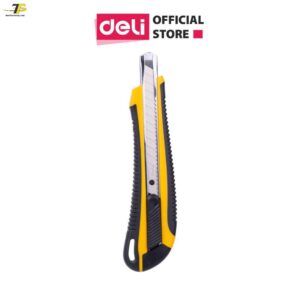 Dao rọc giấy Deli loại 13 lưỡi tách rời, Vàng – 1 cái E2039
