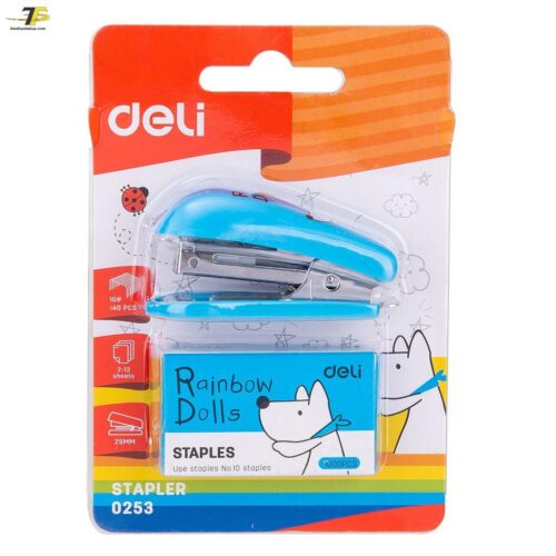 Dập ghim / Bấm Kim mini #10 Deli, Đính kèm 1000 chiếc ghim 12 trang, Xanh, đỏ, xanh lá – 1 cái E0253