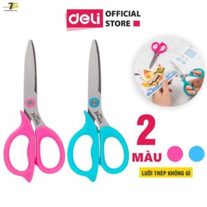 Kéo học sinh Deli – Explora Hồng/Xanh dương – 1 chiếc – E77755