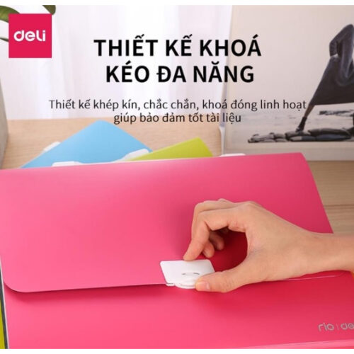 Cặp tài liệu 6 ngăn cao cấp có khóa bấm Deli 38125 (E38125)