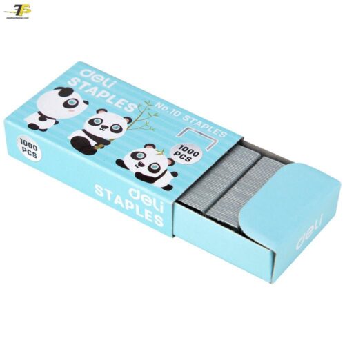 Dập ghim / Bấm kim mini hình Panda, 12 trang kèm 1000 chiếc ghim – Deli 453 (E0453)