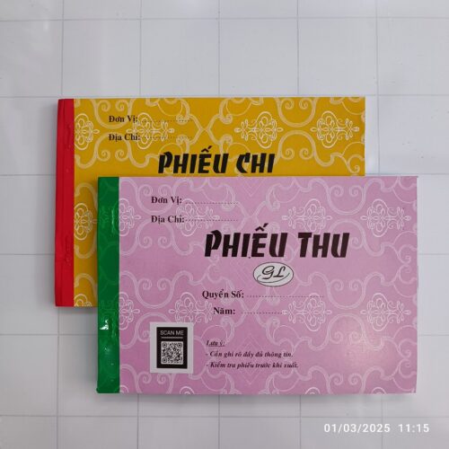 Quyển Hóa đơn – Phiếu thu – Phiếu chi 2 liên – 13 x 19cm – 50 bộ – Combo 3 quyển
