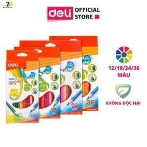 Bút chì màu học sinh 3 cạnh 12/ 18/ 24/ 36 màu/hộp - Deli EC00200/EC00210/EC00220/EC00230