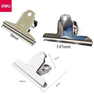 Kẹp inox Deli 9531 / 9532 / 9533 - Kẹp giấy kẹp tài liệu inox cỡ 76mm / 102mm / 145mm