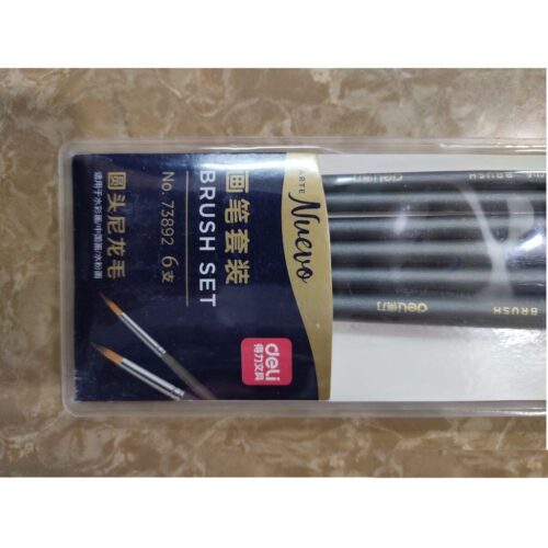 Cọ Vẽ Tranh Sơn Dầu, Màu Nước, Hóa Trang Chuyên Nghiệp Deli 73892 – 6 cây – Cây số 2,4,6,8,10,12