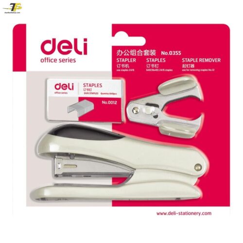 Bộ Combo Bấm kim / dập ghim 24/6 + nhổ ghim + lõi ghim Deli 355 (E0355)