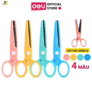 Kéo thủ công học sinh Deli 6023, 58 x 134mm, Xanh dương/ Hồng