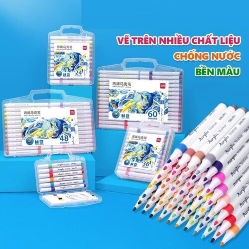 Bút sơn Acrylic Marker 24 màu Deli HM108 (mã mới EC189) – Chống nước vẽ trên mọi chất liệu