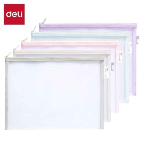 Túi khóa kéo nhiều màu Deli F282 A4 hoặc F283 A5 – màu sắc tươi sáng