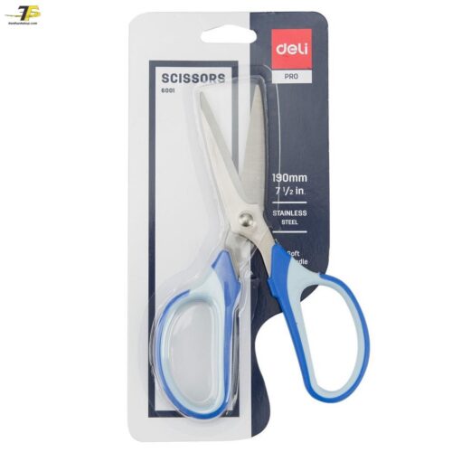 Kéo văn phòng 190mm Deli, Đen/Xanh – E6001