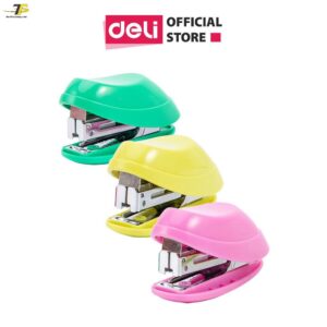 Dập ghim (Số 10) Deli 0220 - Xanh lá/Vàng/Hồng - 12 tờ - 1 chiếc - E0220