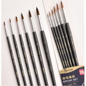 Cọ Vẽ Tranh Sơn Dầu, Màu Nước, Hóa Trang Chuyên Nghiệp Deli 73892 – 6 cây – Cây số 2,4,6,8,10,12