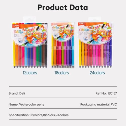 Bút dạ nước/ bút màu nước Deli C157 – EC157-12 / EC157-18 / EC157-24 màu