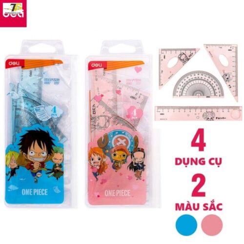 Bộ 4 dụng cụ êke học sinh One Piece Deli H17