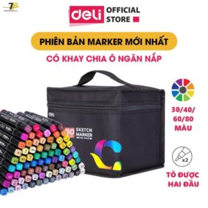 Bút màu marker chuyên nghiệp - kèm túi vải - 30/40/60/80 Màu -  Deli E70806