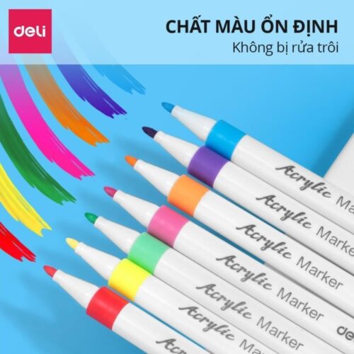 Bút sơn Acrylic Marker 24 màu Deli HM108 (mã mới EC189) – Chống nước vẽ trên mọi chất liệu