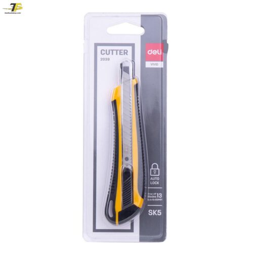 Dao rọc giấy Deli loại 13 lưỡi tách rời, Vàng – 1 cái E2039