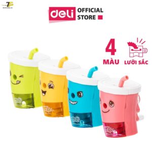 Gọt chì quay tay hình cốc Deli 732 - Đỏ/Vàng/Xanh lá/Xanh dương - 1 chiếc - E0732